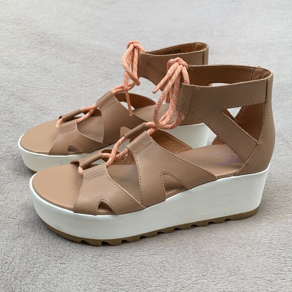 Sorel Cameron Lace Up Leather Platform Wedge Sandals Sz8 - Picture 2 of 16